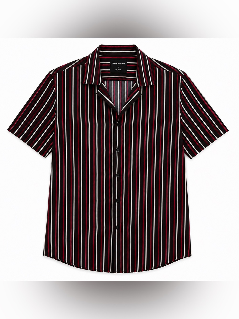 Denim & Flower Black and Red Vertical Stripe Short-Sleeve Shirt - Picture 1 of 2